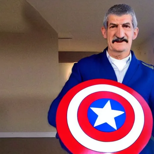 Prompt: Jean Lassalle as captain america