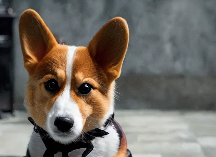 Image similar to film still if a cute corgi as sherlock holmes in the new sherlock holmes movie, 8 k