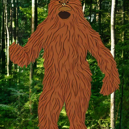 Prompt: happy dancing Sasquatch Bigfoot party in the forest