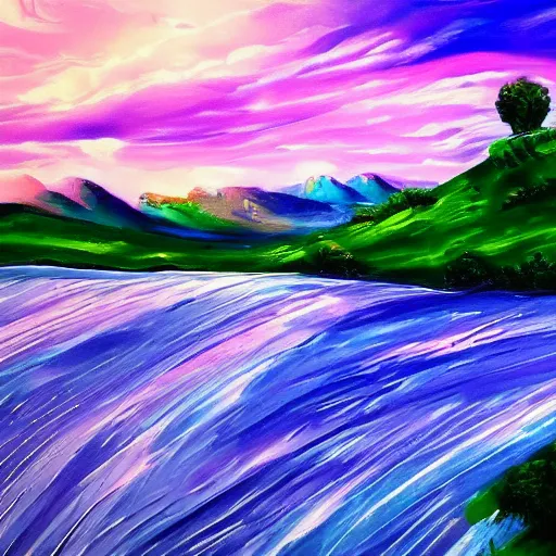 Image similar to wallpaper, beautiful scenery, painting, blue and purple, dreamy sky