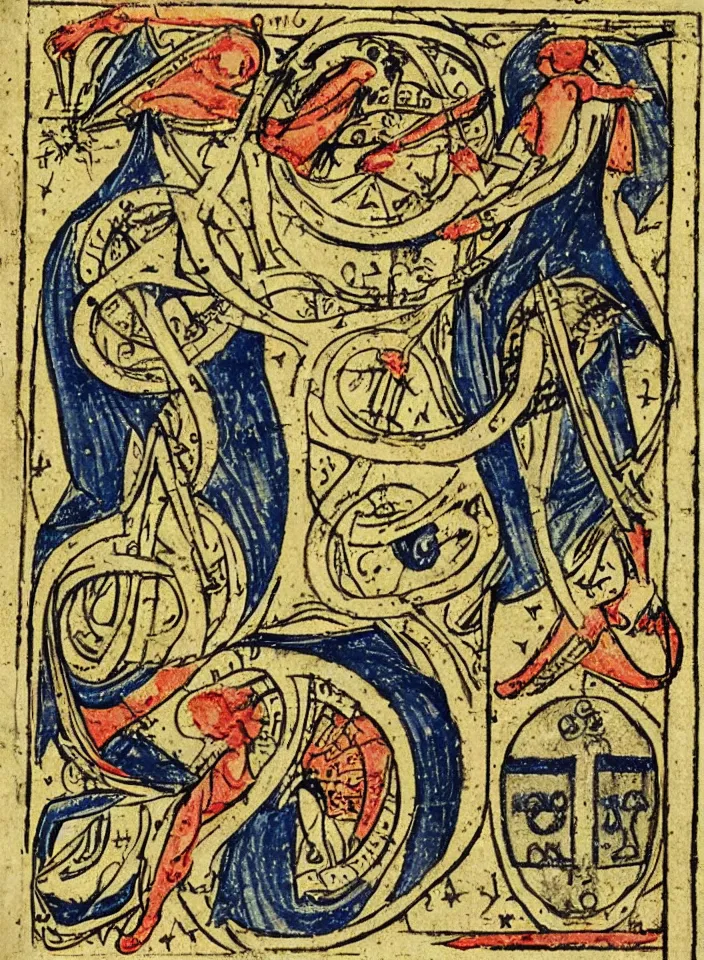 Prompt: the astrological symbol of saturn and capricorn, medieval illustration