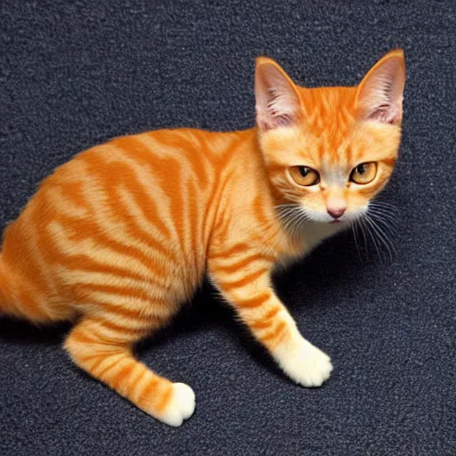 Prompt: a small orange tabby cat with no white on him