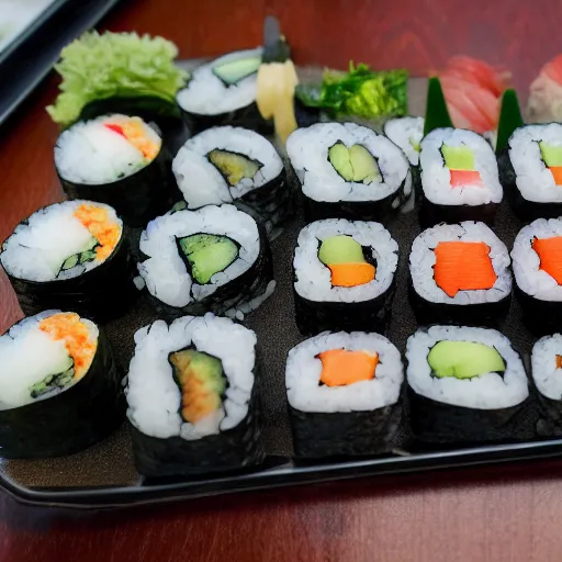 Image similar to Camera shot of sushi, 4k