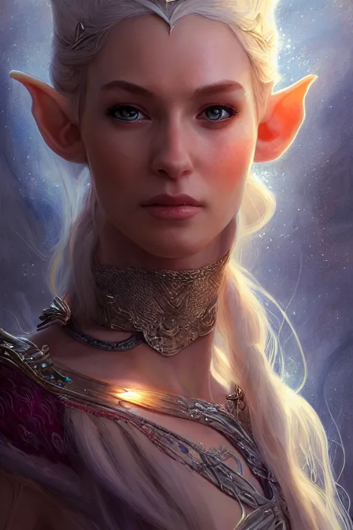 Image similar to beautiful elven princess, accurate anatomy, only two hands, highly detailed, digital painting, artstation, concept art, smooth, sharp focus, illustration, Unreal Engine 5, 8K, art by Ross Tran and Michael Whelan and greg rutkowski and edgar maxence