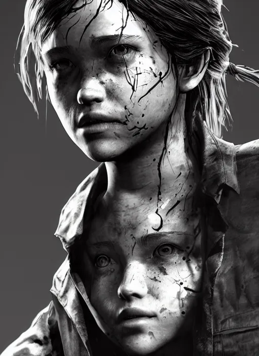 Prompt: full!! figure!! elle from last of us, hyperrealistic, by yoji shinkawa, fantasy art, photo realistic, dynamic lighting, artstation, poster, volumetric lighting, 4 k, award winning