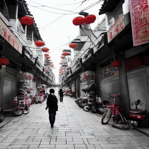 Prompt: chinese street, chinese urban street photography