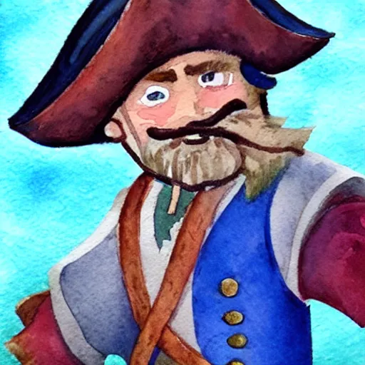Prompt: watercolor painting of a pirate from the settlers of catan