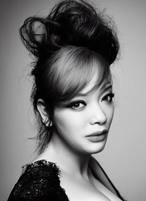 Image similar to portrait of beautiful asian christina hendricks by mario testino, headshot, detailed, award winning, sony a 7 r