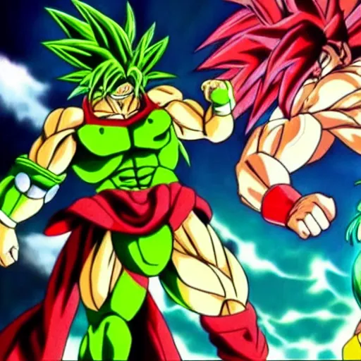 Image similar to Broly fighting Goku from award winning anime movie super high quality hd