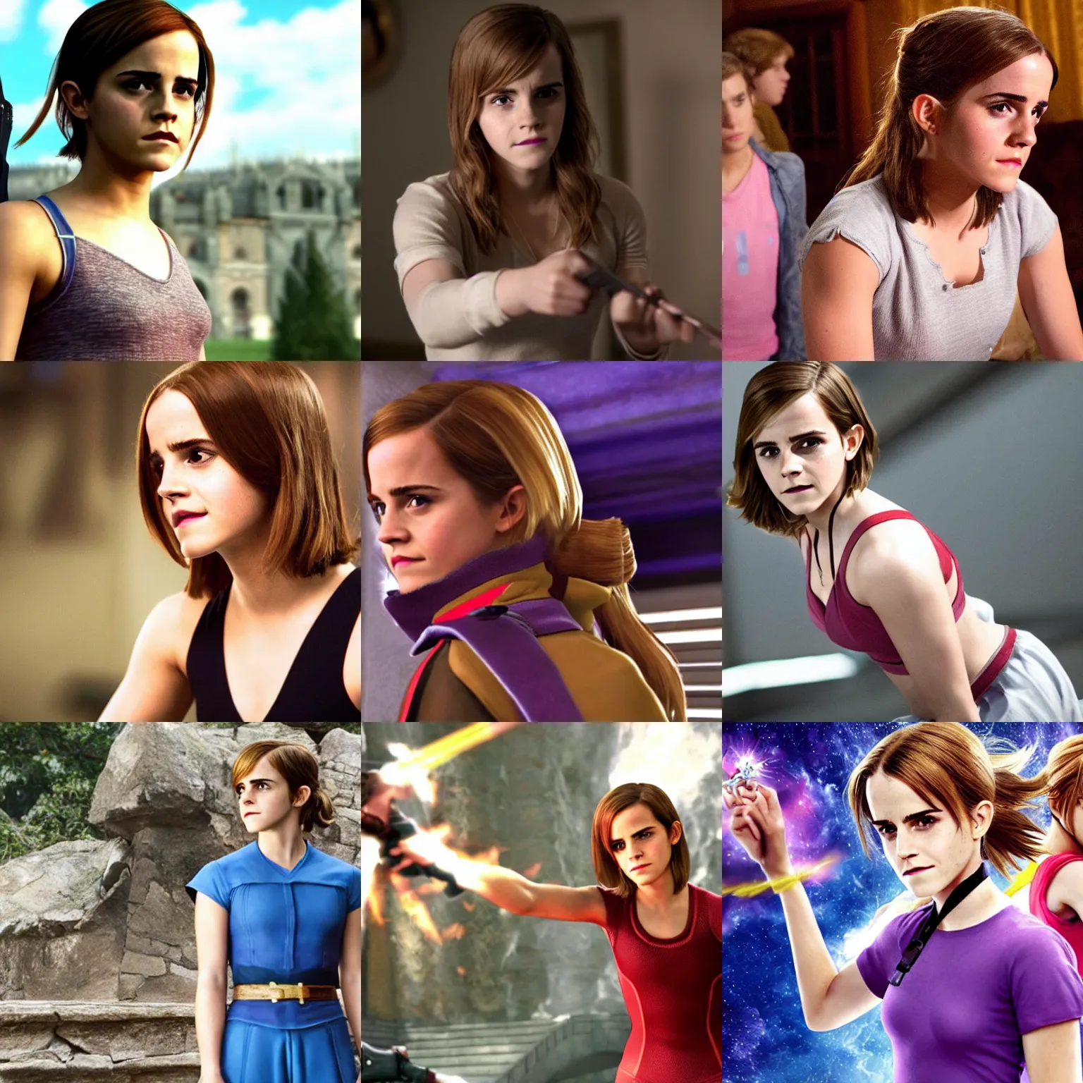 Prompt: Movie still of Emma Watson in Super Smash Bros
