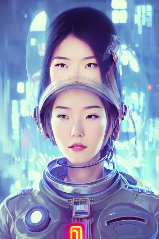 Image similar to portrait futuristic beautiful japanese Airforce pilot Girl, inside future fighter, ssci-fi, fantasy, intricate, very very beautiful, elegant, human anatomy, neon light, highly detailed, digital painting, artstation, concept art, soft light, smooth, sharp focus, illustration, art by tian zi and WLOP and alphonse mucha