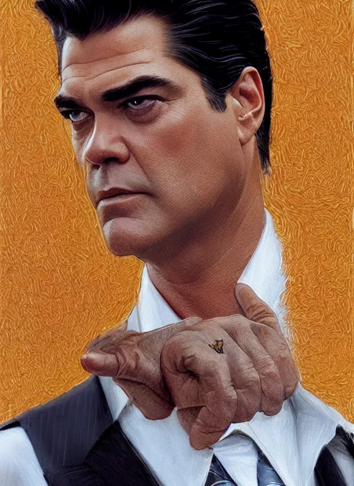 Image similar to Portrait of Ray Liotta from Goodfellas (1990), intricate, highly detailed, centered, digital painting, artstation, concept art, smooth, sharp focus, illustration, artgerm, donato giancola, Joseph Christian Leyendecker, WLOP, Artgerm