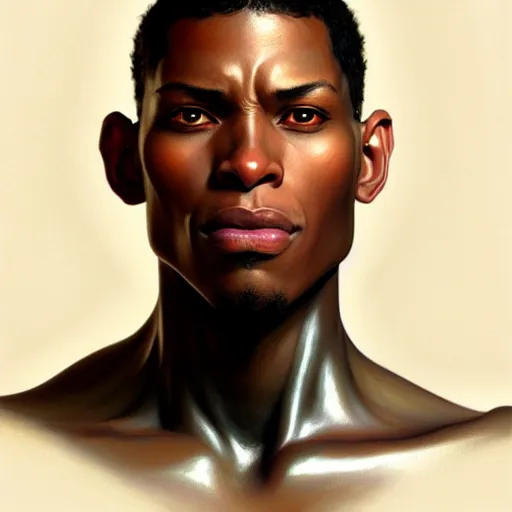 Image similar to ultra realistic illustration, a african american male cyborg soldier, intricate, elegant, highly detailed, digital painting, artstation, concept art, smooth, sharp focus, illustration, art by artgerm and greg rutkowski and alphonse mucha