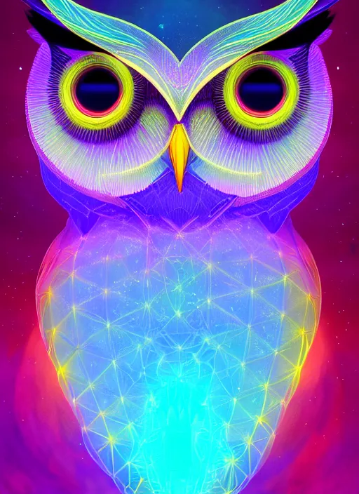 Prompt: symmetry!! product render poster vivid colors divine proportion owl, cosmos, glowing fog intricate, elegant, highly detailed, digital painting, artstation, concept art, smooth, sharp focus, illustration,