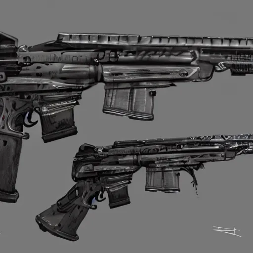 Image similar to sci-fi battle rifle concept art, trending on artstation, award-winning 4k