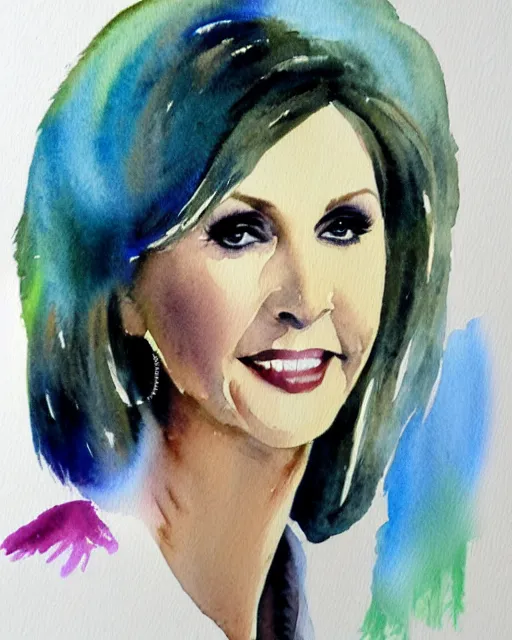 Prompt: watercolor portrait of olivia newton john