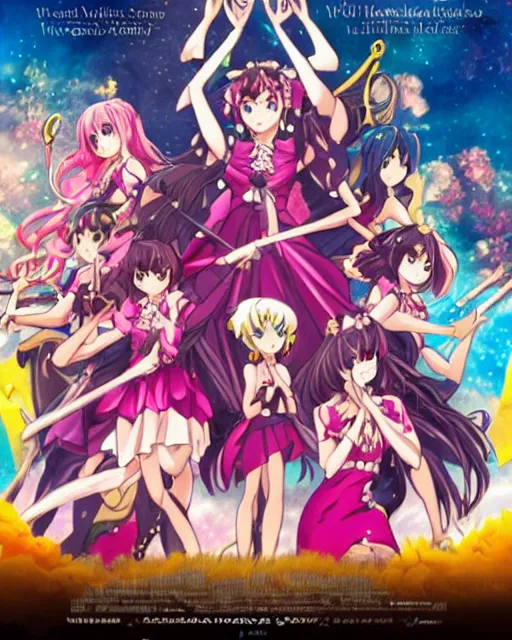 Image similar to a movie about a group of magical girls saving the world, movie poster, anime art