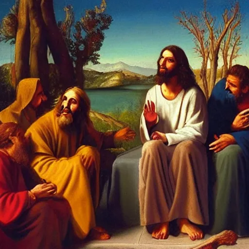 Prompt: Jesus Laments, painted by Carvaggio