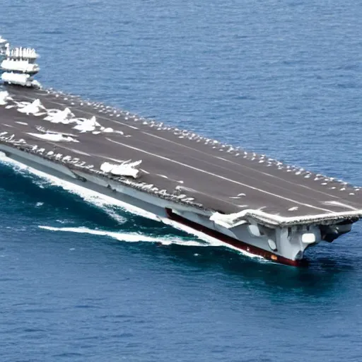 Prompt: photo of an aircraft carrier shaped like a panda is sailing in the space, chinese style