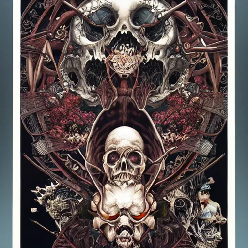 Prompt: portrait of memento mori, symmetrical, by yoichi hatakenaka, masamune shirow, josan gonzales and dan mumford, ayami kojima, takato yamamoto, barclay shaw, karol bak, yukito kishiro