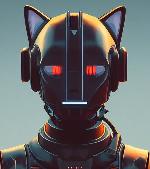 Image similar to new york city portrait icon of furry anthro anthropomorphic stylized cat head android service droid robot machine fursona sleek glossy black tech gloomy rainy screenshot from the video game cyberpunk 2077 digital art by Greg Rutkowski, Simon Stalenhag, christopher nolan trending on Artstation, CGSociety