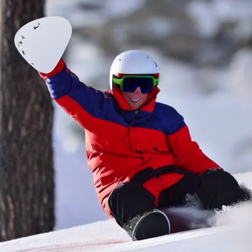 Prompt: donald trump snowboarding