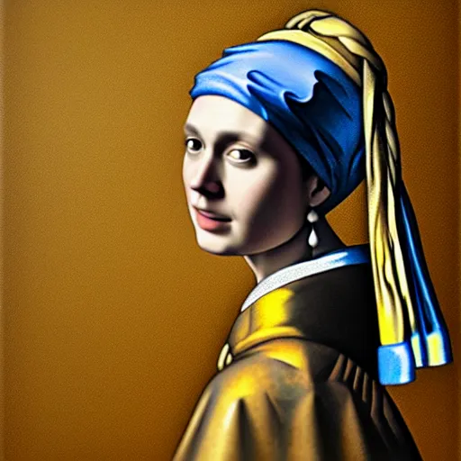 Image similar to painting of Henry Cavill posed in the style of ‘Johannes Vermeer girl with a pearl earring’, hyperrealistic, moody lighting, golden hour