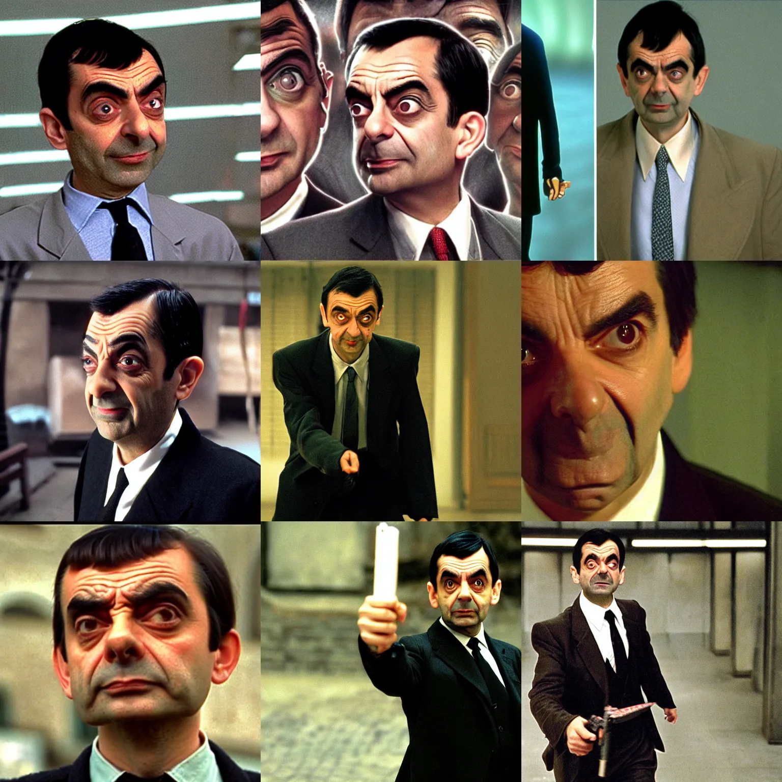 Prompt: Mr Bean in the Matrix