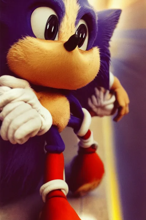 Image similar to Sonic the Hedgehog, 35mm, f2.8, award-winning, candid portrait photo, taken by annie leibovitz