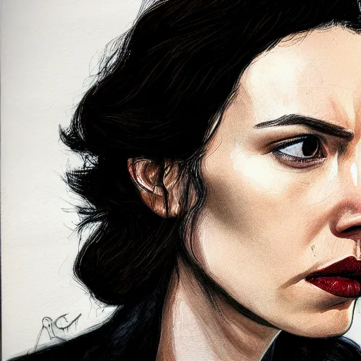 Image similar to portrait of daisy ridley or adam driver by greg ruthkowski