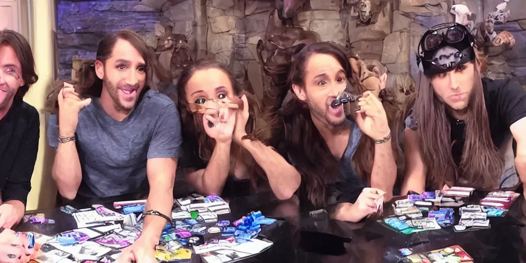 Prompt: Ariana Grande plays dungeon and dragons with Matt Mercer and Critical Role