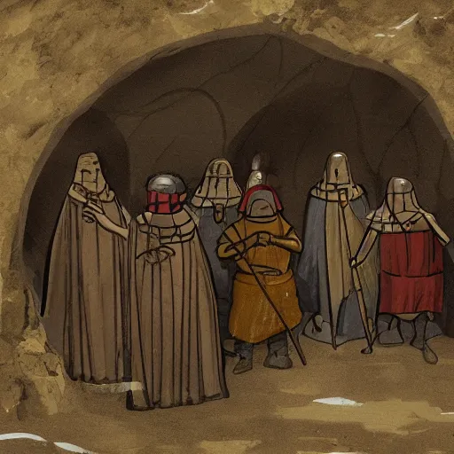 Image similar to medieval people encased in a glacial prison