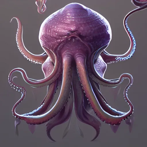 Prompt: Portrait of an Ilithid from dungeons and dragons, a creature with octopus face with tentacles instead of beard and an antropomorphic body, mattepainting concept Blizzard pixar maya engine on stylized background splash comics global illumination lighting artstation lois van baarle, ilya kuvshinov, rossdraws