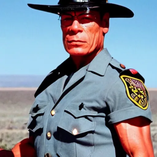 Image similar to a dike warden who looks like jean claude van damme