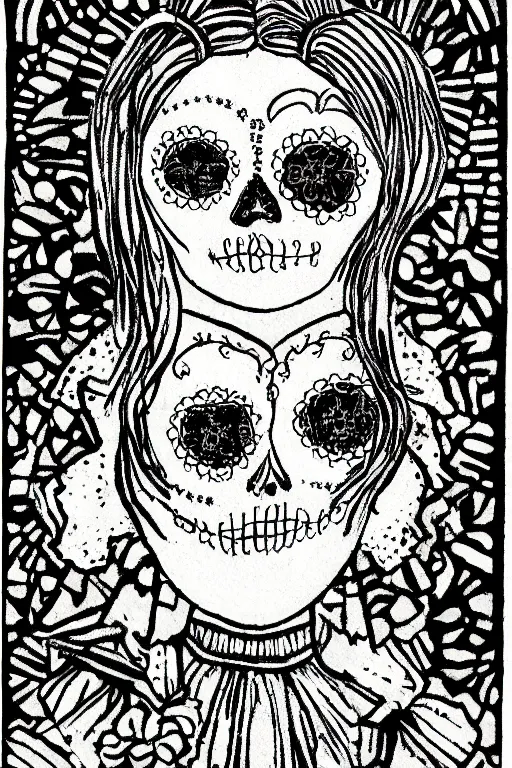 Image similar to Illustration of a day of the dead girl, art by Anni Albers