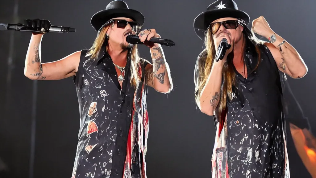 Image similar to kid rock wearing a dress crying because no one is at his concert