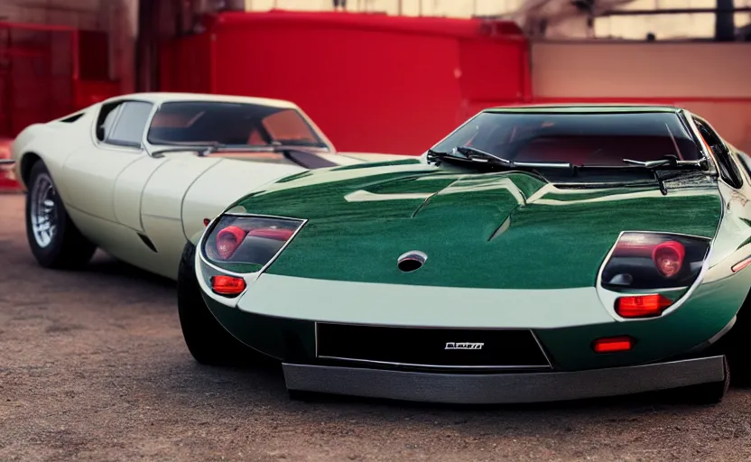 Image similar to a detailed combination of a jaguar e - type, lamborghini countach and a datsun 2 4 0 z, concept photo, 8 k, highly detailed, dramatic lighting