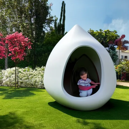 Image similar to childrens backyard playhouse designed by zaha hadid