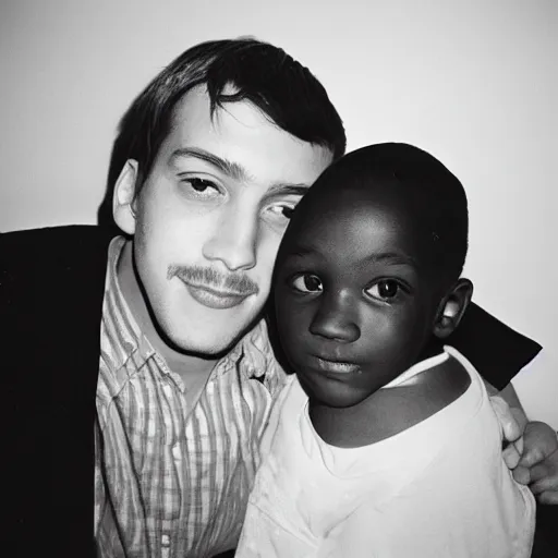 Image similar to a beautiful portrait of a happy handsome guy, new york city apartment, florescent lighting, kodak tri-x pan film, black and white, 35mm film, award winning photo, by larry clark 1994 from the international center of photography