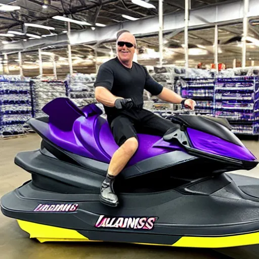 Image similar to thanos riding jetski at costco