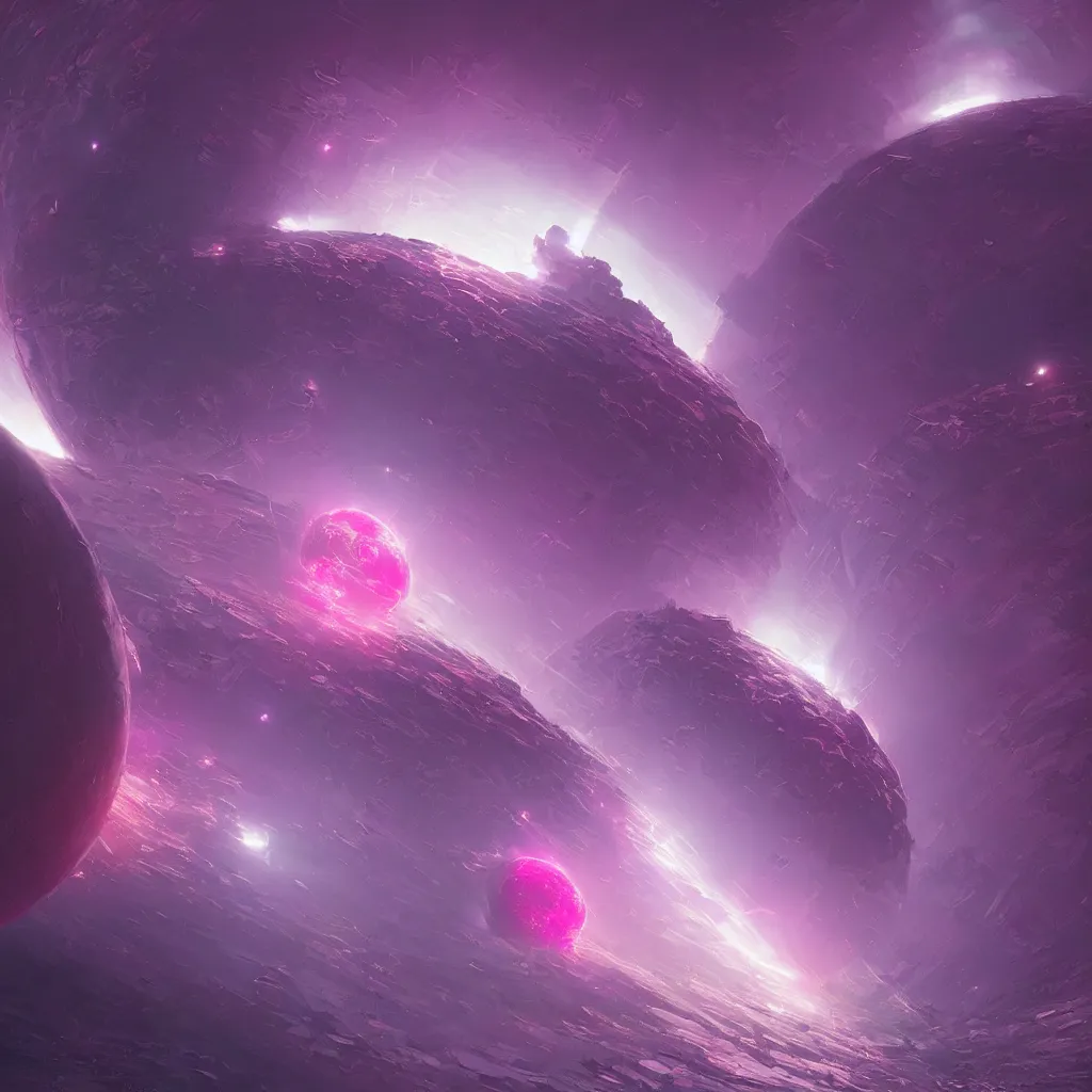 Image similar to portrait of dyson sphere program pink planet, concept art, by greg rutkowski, xray melting colors