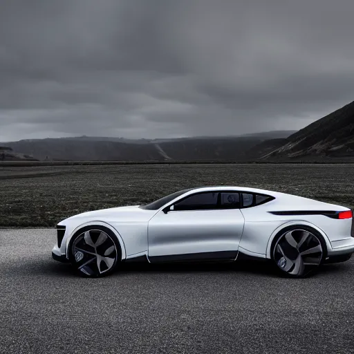 Image similar to new vehicle, wide body, intricate, elegant, highly detailed, smooth, sharp focus, art style from Polestar 1 and Polestar Precept concept