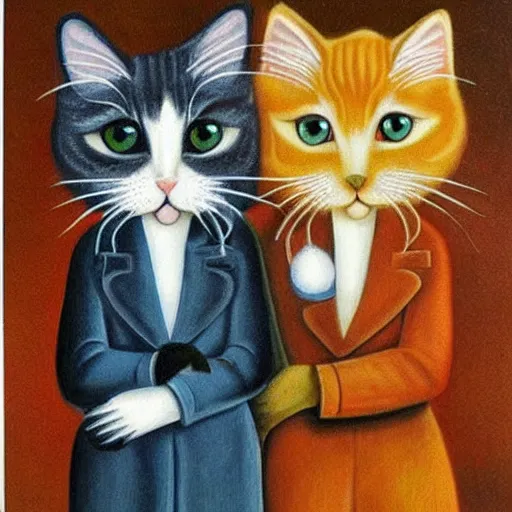 Image similar to cute cats, surrealism