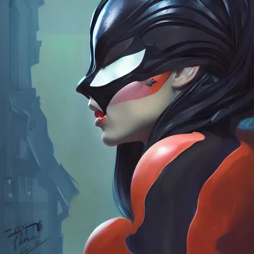 Prompt: spidergirl Venom potrait, medium shot, asymmetrical, profile picture, Organic Painting, night, Matte Painting, bold shapes, hard edges, street art, trending on artstation, by Huang Guangjian and Gil Elvgren and Sachin Teng