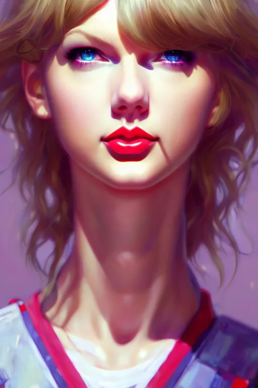 Image similar to taylor swift, evangelion, au naturel, hyper detailed, digital art, trending in artstation, cinematic lighting, studio quality, smooth render, frostbite 3 engine rendered, art style by klimt and nixeu and ian sprigger and wlop and krenz cushart