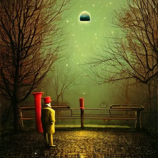 Prompt: kentucky fried chicken unified, lively by john atkinson grimshaw, by gediminas pranckevicius. a beautiful digital art. the abyss above him shone with unflickering stars. one of the dots of light was earth. he didn't know which one.