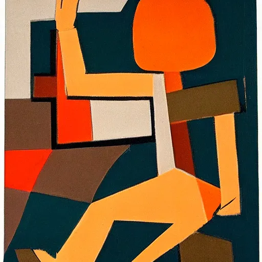 Image similar to beautiful sunset, 1 9 6 0 s woman dancing, cubism, muted colors, texture