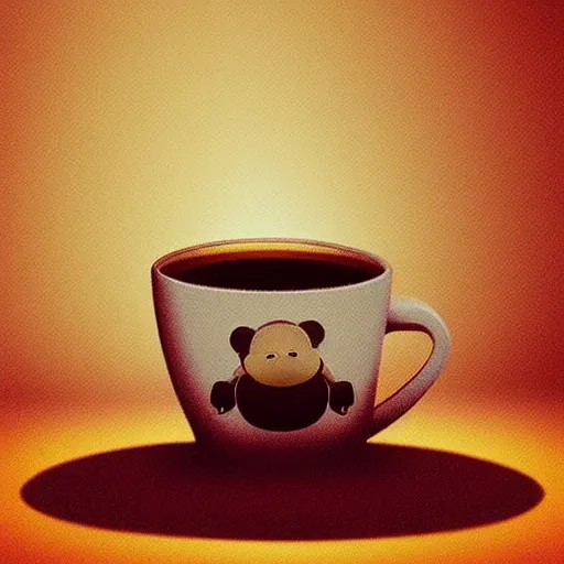 Image similar to “tiny monkey living in a coffee cup, studio lighting, award winning, digital art, artstation”