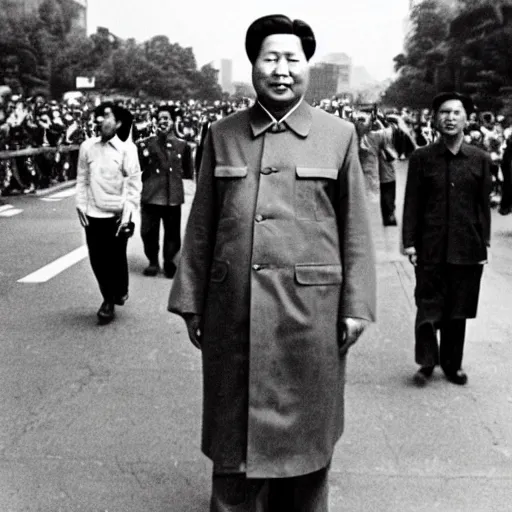 Image similar to mao zedong in a pride parade, photography, street, lgbt,