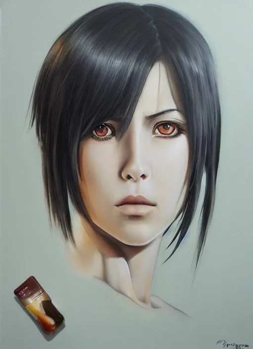 Image similar to Mikasa Ackerman realistic 3d painting, art by ian spriggs